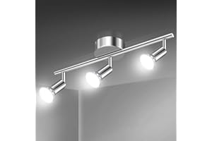 Defurhome LED Ceiling Light Rotatable, 3 Way Adjustable Modern Ceiling Spotlights(White Chrome) for Kitchen, Living Room, Bedroom, Including 3 x 4 W GU10 Led Bulbs(450LM, Cool White)