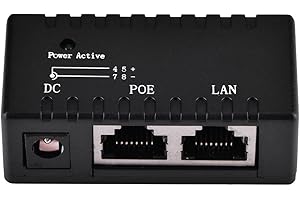 Zerone Adattatore per Iniettore Power Over Ethernet Splitter Poe per Rete LAN (Nero)
