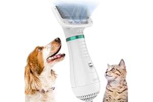 Kavolet 2-in-1 Haartrockner mit Bürste für Haustiere, einstellbare Temperatur, tragbarer und leiser Haartrockner mit praktischer Bürste, für Hunde, Katzen