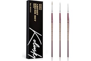Kolinsky Sable Miniature Paint Brushes, Professional Fine Detail Paint Brushes, Golden Maple Round Point Paint Brush for Miniatures, Watercolor Details, Figures & Acrylic - Size 00, 0, 1