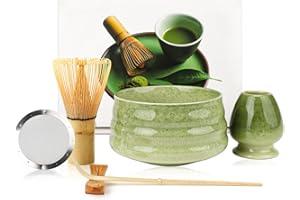 Yuxava Zestaw do herbaty matcha, 5-częściowy zestaw mioteł matcha, zestaw do przygotowywania śniadania/latte matcha, seledyn, prezent dla miłośników matchy (zielony)