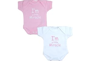 BABYPREM Premature Early Baby Clothes Pack of 2 Bodysuits/Vests 1.5-7.5lb I'm a Little Miracle' Pink or Blue