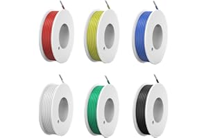 HUAZIZ Fil électrique en Silicone 26awg 6 coloris(chaque couleur 10 mètres), Kit de fil solide, Cable de Connexion Sans Oxygène Fil Toronné Cuivré Résistant à Haute Température