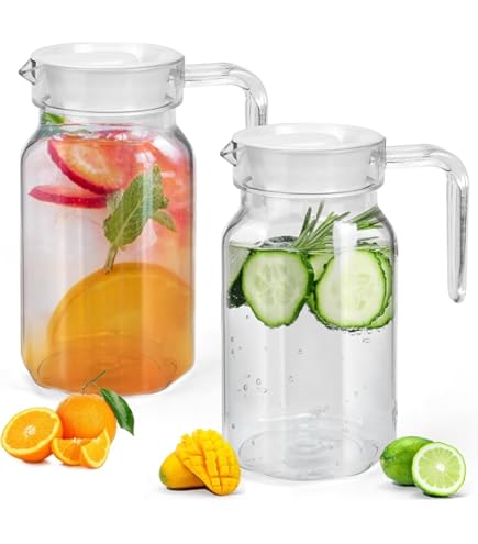 CARAFFA ACQUA 2.5L IN PLASTICA - Brocca Per Frigorifero Per Tè, Limonata, Latte - Foto 12