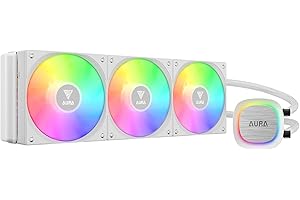 GAMDIAS 360mm AIO CPU Water Cooler, Hidden Cable Design, Rotatable Pump, MB Sync ARGB & PWM, 30 Light Effect, Intel LGA 1700, AMD AM5/AM4, White, AURA