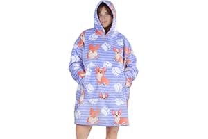 Queenshin Übergröße Corgi Hoodie Decken Sweatshirt für Damen Herren, Kuschelpullover Warme Flanelldecke Body Decke, Eine Größe für alle