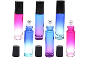 Bottiglie Roll-on di Vetro,Yueser 12 pezzi Riutilizzabile Bottiglie di Vetro Arcobaleno con Sfere in Acciaio Inox Perfette per Fragranza Oli Essenziali