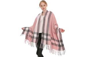 Longwu Donna Morbida sciarpa in lana di cashmere Grande scalda Pashminas e avvolgente coperta con stola calda
