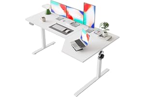 ‎AGILESTIC Agilestic Elektrischer Stehschreibtisch, L-förmiger 160 cm höhenverstellbarer Schreibtisch, Sitz- und Stehtisch für Home Office, ergonomischer aufsteigender Computertisch mit Splice Board, Weiß