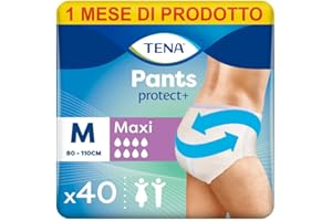 TENA Pants Maxi (M) Pacco Scorta Mensile - Mutandine assorbenti , elasticizzate e monouso, per perdite urinarie, unisex, discrete e confortevoli, 4 confezioni x 10 pezzi