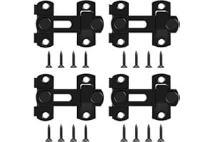 LUCKNIGHT 4 Piezas Pestillo Puerta Corredera Cerrojo, Cerrojo Puerta de Acero Inoxidable, Cerradura Puerta Corredera, para Puertas, Habitaciones, Jardines, Armarios, Negro