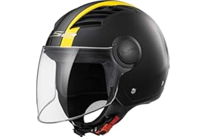 LS2, Casque moto jet Airflow Metropolis noir mat jaune
