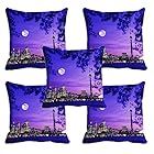 meSleep Blue Night City Cushion Cover (16X16) Set of 5