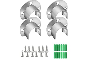 FDRJKN 4 Pcs Curtain Rail Brackets, Wardrobe Pole Brackets, Wardrobe Rails And Fittings, Uitable for Walls, Closets, And More, for Mounting Closet Rods, Shower Curtain Rods, Etc(Silver32mm)