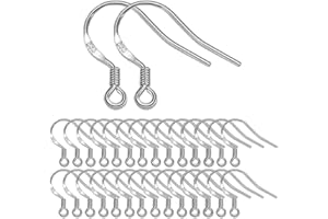 ASYKNM Crochets Boucle d'Oreille en Argent Sterling 925 - Hypoallergénique avec Boule Ressort - DIY Accroche Oreille (Argent, 50 Pièces)