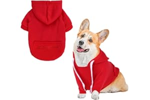 FADCAER Felpa con cappuccio per cani, con tasca, morbida, confortevole, calda e leggera, in pile per cani, adatta per cani di taglia piccola e media (XL, rosso)