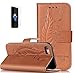Produktbild ISENPENK Apple iphone 7 plus(2016) Hülle,Original Leder Flip Bookstyle Cover Wasserdicht Shockproof Anti Slip Protection Leather Case,Feder Print Muster Pattern PU Tasche mit Intern Bequem Karte Schlitz,Anti-Sturz Stoßfest Abdeckung Entwurf Stoßdämpfend Triangle Hemming Schutzhülle mit Stand funktion Flip Case für Apple iphone 7 plus(2016) 5.5Zoll-[braun]+Panzerglas Folie Displayfolie Displayschutzfolie