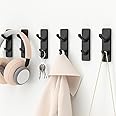 susswiff 6 Pack Black Adhesive Hooks, Sticky Hooks Extra Strong,Heavy Duty Stick On Wall Door Hooks for Hanging,Bathroom Tower Hooks,Coat Hooks Robe Hook Wall Mounted, Kitchen Hallway Hooks,Stainless