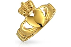 Bling Jewelry Personnalisez Votre Bague Unisexe Bff Celtique Irlandaise Friendship Couples Promise Claddagh Pour Hommes Femmes Ados Argent Ton Or Acier Inoxydable Personnalisable