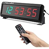 PELLOR Orologio da Parete Palestra Gym Timer, 6 Digits Orologio a Interval LED, Formato Orario 12/24 Ore, Cronometro Timer, P