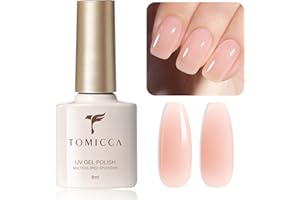 TOMICCA Gel Nail Polish, Jelly Nude Pink Gel Nail Polish, Soak Off UV LED Neutral Translucent Nude Gel nail Varnish Nail Art Manicure Salon DIY, 8ML
