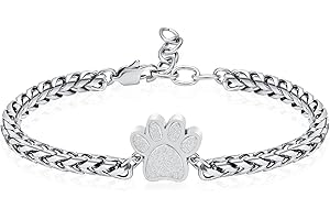 VCCWYQK Bransoletka urna z odcisk łapy na prochy dla psa/kota kremacja biżuteria na prochy urocze zwierzęta regulowana pamiątka bransoletki biżuteria prezenty dla kobiet