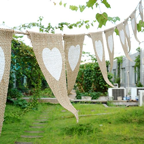 12 Flags Love Heart Rustic Jute Bunting Garland Banner Burlap Vintage Hessian Pennant for Party Christmas Birthday Wedding Bridal Shower Favor Decoration (2.8m/9 feet) reviews 12 Flags Love Heart Rustic Jute Bunting Garland Banner Burlap Vintage Hessian Pennant for Party Christmas Birthday Wedding Bridal Shower Favor Decoration (2.8m/9 feet)