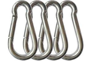 Ayvicco 4PCS Spring Snap Hooks Carabiner, 304 Premium Stainless Steel 3.15 inch M8 Heavy Duty Carabiner Clips for Camping, Fishing, Hiking, Traveling, Backpack, Swing