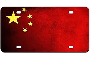 Higoss Marco de placa de matrícula de bandera de China, placa de matrícula de metal de aluminio frontal, etiqueta de automóvil de automóvil, marco decorativo de cubierta de placa de matrícula de 6 x