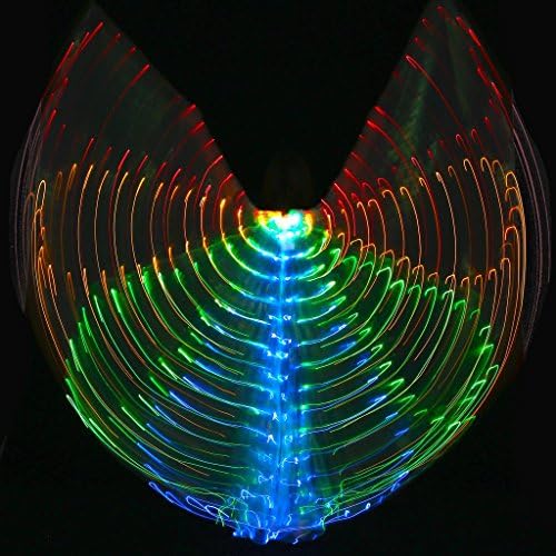 With Shrink Stick Women Led Light Belly Dancing Multicolor Isis Wings Glowing 360 Degrees Big Butterfly Props Performance Professional Outfit Costume . 1# . Adult