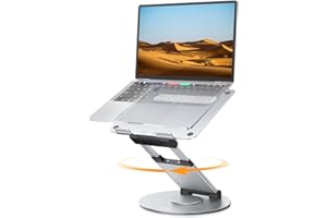 NULAXY Ausziehbare Laptop Ständer mit 360 Drehbarer Basis, Ergonomischer Laptopständer Höhenverstellbar bis 21", Notebook Halterung Schreibtisch kompatibel mit Allen MacBook Laptops 10"-17", Silber