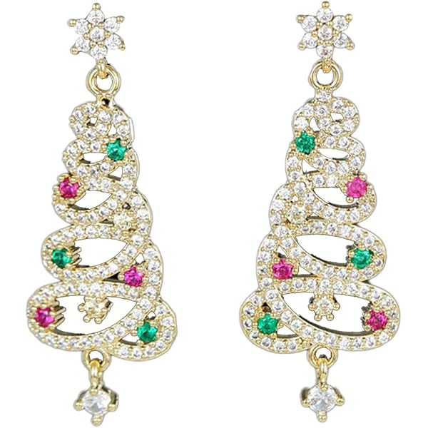 DUOWEI Orecchini pendenti in acrilico a forma di albero di Natale, con albero e ghirlanda, gioielli per donne, bambini, adolescenti, regali per festival, Acrilico, Nessuna pietra preziosa