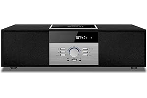 WISCENT Vintage Bluetooth Micro HiFi Systems - Impianto stereo per casa, lettore CD, con streaming audio Bluetooth, radio FM, porta USB, Aux-in