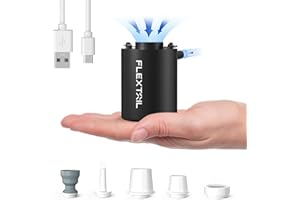 FLEXTAILGEAR Mini Pump 2024, Pompe à air électrique 4kPa avec Lampe pour Matelas à air pour gonfler et dégonfler, Pompe de Camping Rechargeable pour lit à air et bouée de Sauvetage