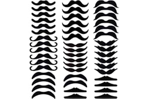 BIBITI 48 Stück Schnurrbart Zum Ankleben,Mexikaner Fasching Selbstklebend Schnauzer Bart Fake,Erwachsene Karneval Kleben BäRte Klebebart für Geburtstag Herren Kleber Aufklebbar Beard Falscher(Schwarz)