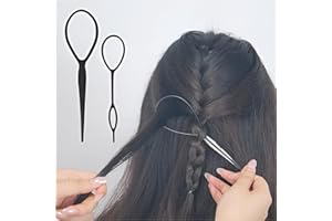 ARIATI Pack of 2 Topsy Hair Looping Tool Set, Durable Hair Tail Tool for French Braiding, Fashion Hair Styling Tool for Women and Girls (Black)