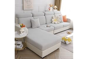 TOPCHANCES Universal Stretch Sofa Seat Cushion Cover - L Shape Slipcover for Couch, Chaise Protector (Light Grey Wheat)