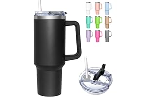 HNCY Thermobecher mit 2-in-1-Deckel 1180ML, Kaffeebecher to go Thermo, Trinkbecher mit Deckel und Strohhalm, Edelstahl Isolierbecher mit Griff, Tumbler Cup für Kalte Heiße Getränke Thermo Becher