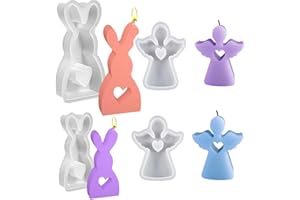 HUAMUDM Moldes de silicona de conejo de Pascua,vela de conejo de Pascua,Molde de silicona para velas,conejo de Pascua,molde de silicona para yeso (2 + 2 piezas)