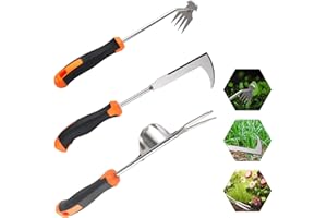 Foyucool 3 Pièces Désherbeur Manuel avec poignée en Caoutchouc, Outil De Désherbage Manuel, Acier Inoxydable Épaissi Weeder de Jardin, Rangement Facile, pour Désherber Votre Jardin, Creuser