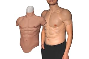 Yuewen Silikon Muskel Anzug Realistische Männliche Brust Silikon Brust für Cosplay Halloween Requisiten Transgender (Elfenbeinweiß, XL)