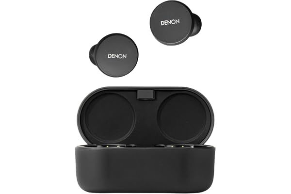 Denon Perl True Écouteurs sans Fil, Profil sonore personnalisé alimenté par la Technologie Acoustique adaptative Masimo, Suppression du Bruit, résistant à l'eau, avec Microphones intégrés et Longue