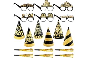 Basong Funky New Year Celebration Glasses, 18 Pcs of 2026 New Year Party Decorative Glasses,Photo Prop Glasses for New Year Party,Holiday Party Gift Decorative