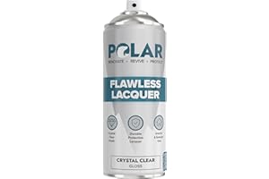 POLAR SPECIALIST COATINGS Polar Flawless Clear Lacquer Spray - 400ml - Gloss Finish - Non-Yellowing & Scratch Resistant - Interior & Exterior Surfaces for Wood, Metal, Plastics, Glass & Ceramics