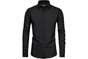 siliteelon Mens Shirts Stain Shield No Iron Dress Formal Stretch Plain Regular Fit Casual Business Shirts