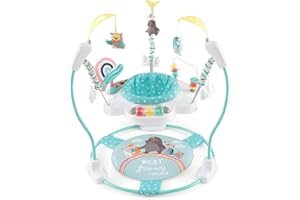 COSTWAY Jumperoo per Bambini, Centro attività Saltella con Altezza Regolabile, Gioco Saltellante con Sedile Girevole a 360°, Saltarello per Neonati con Luci e Suoni per Bambini 6+ Mesi (Blu)