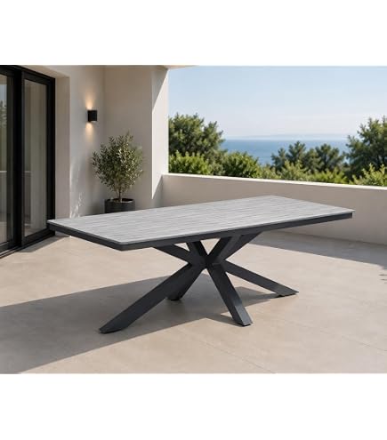 Gardissimo Gartentisch Armati Hell 180 x 100 cm Rechteckig Anthrazit