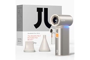 JISULIFE 2-in-1 Mini Ventilator mit Air-Duster-Funktion, Powerful-Reiseventilator, Stilvoller Mentaler Ventilator Klein, Hand Ventilatoren1–100 Geschwindigkeiten, LED-Anzeige Hand Ventilatoren-Braun