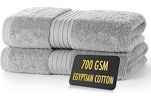 ALSAP Grey Hand Towels Pack of 2 - Ultra Soft Super Absorbent 700 GSM Egyptian Cotton Towels - Bathroom Linen Sets - Luxury Hotel Quality Cotton Hand Towels Set Convenient Size 50x85 cm