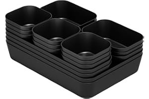 Fiambrera Schubladen Organizer, 18 Stück 4 Größen Orgenizerboxen Schminktisch Organizer, Schubladen Ordnungssystem Rutschfest für Makeup, Schreibtisch, Bad, Badezimmer, und Küche